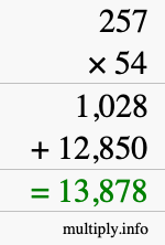 How to calculate 257 times 54 using long multiplication How to calculate 257 times 54 using long multiplication