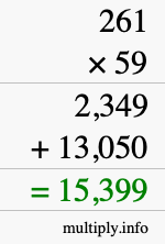 How to calculate 261 times 59 using long multiplication