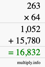 How to calculate 263 times 64 using long multiplication How to calculate 263 times 64 using long multiplication
