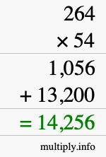 How to calculate 264 times 54 using long multiplication How to calculate 264 times 54 using long multiplication