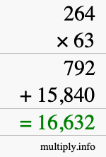 How to calculate 264 times 63 using long multiplication How to calculate 264 times 63 using long multiplication