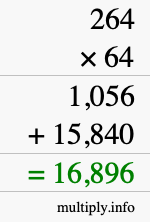 How to calculate 264 times 64 using long multiplication