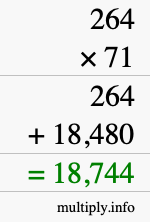 How to calculate 264 times 71 using long multiplication