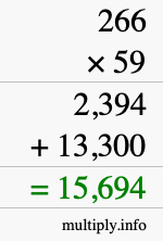 How to calculate 266 times 59 using long multiplication
