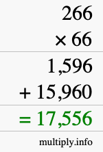 How to calculate 266 times 66 using long multiplication