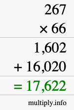 How to calculate 267 times 66 using long multiplication How to calculate 267 times 66 using long multiplication