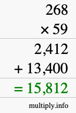How to calculate 268 times 59 using long multiplication