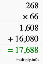How to calculate 268 times 66 using long multiplication How to calculate 268 times 66 using long multiplication