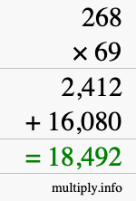How to calculate 268 times 69 using long multiplication