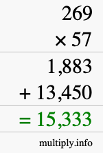 How to calculate 269 times 57 using long multiplication How to calculate 269 times 57 using long multiplication