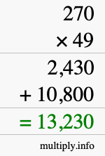 How to calculate 270 times 49 using long multiplication