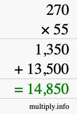 How to calculate 270 times 55 using long multiplication How to calculate 270 times 55 using long multiplication