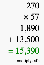 How to calculate 270 times 57 using long multiplication How to calculate 270 times 57 using long multiplication