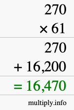 How to calculate 270 times 61 using long multiplication