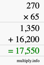 How to calculate 270 times 65 using long multiplication