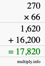 How to calculate 270 times 66 using long multiplication