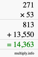 How to calculate 271 times 53 using long multiplication