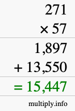 How to calculate 271 times 57 using long multiplication