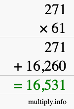 How to calculate 271 times 61 using long multiplication