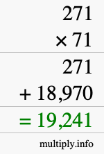 How to calculate 271 times 71 using long multiplication