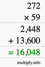 How to calculate 272 times 59 using long multiplication