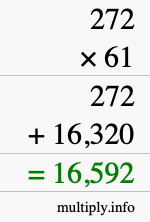 How to calculate 272 times 61 using long multiplication