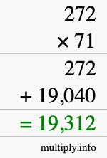How to calculate 272 times 71 using long multiplication