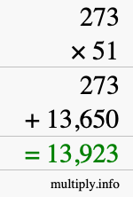 How to calculate 273 times 51 using long multiplication