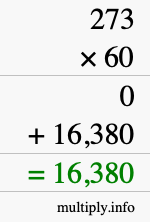 How to calculate 273 times 60 using long multiplication