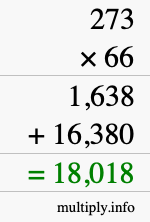 How to calculate 273 times 66 using long multiplication