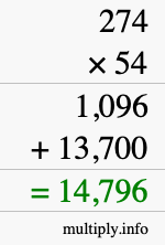 How to calculate 274 times 54 using long multiplication How to calculate 274 times 54 using long multiplication