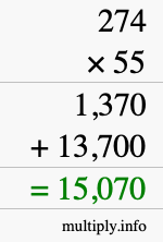 How to calculate 274 times 55 using long multiplication How to calculate 274 times 55 using long multiplication