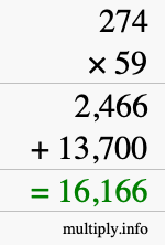 How to calculate 274 times 59 using long multiplication