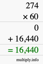How to calculate 274 times 60 using long multiplication