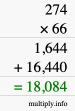 How to calculate 274 times 66 using long multiplication