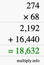 How to calculate 274 times 68 using long multiplication