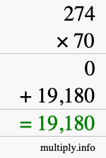 How to calculate 274 times 70 using long multiplication