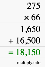 How to calculate 275 times 66 using long multiplication