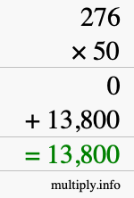 How to calculate 276 times 50 using long multiplication