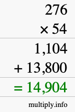 How to calculate 276 times 54 using long multiplication