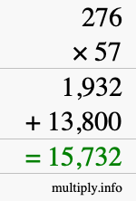 How to calculate 276 times 57 using long multiplication How to calculate 276 times 57 using long multiplication