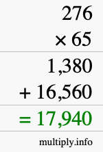 How to calculate 276 times 65 using long multiplication