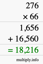 How to calculate 276 times 66 using long multiplication