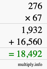 How to calculate 276 times 67 using long multiplication