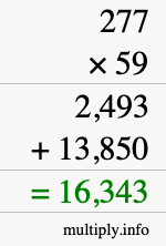 How to calculate 277 times 59 using long multiplication