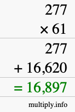 How to calculate 277 times 61 using long multiplication