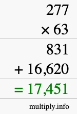 How to calculate 277 times 63 using long multiplication How to calculate 277 times 63 using long multiplication