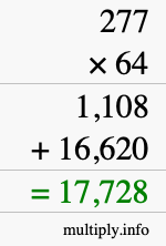 How to calculate 277 times 64 using long multiplication How to calculate 277 times 64 using long multiplication