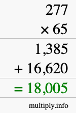 How to calculate 277 times 65 using long multiplication