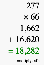 How to calculate 277 times 66 using long multiplication